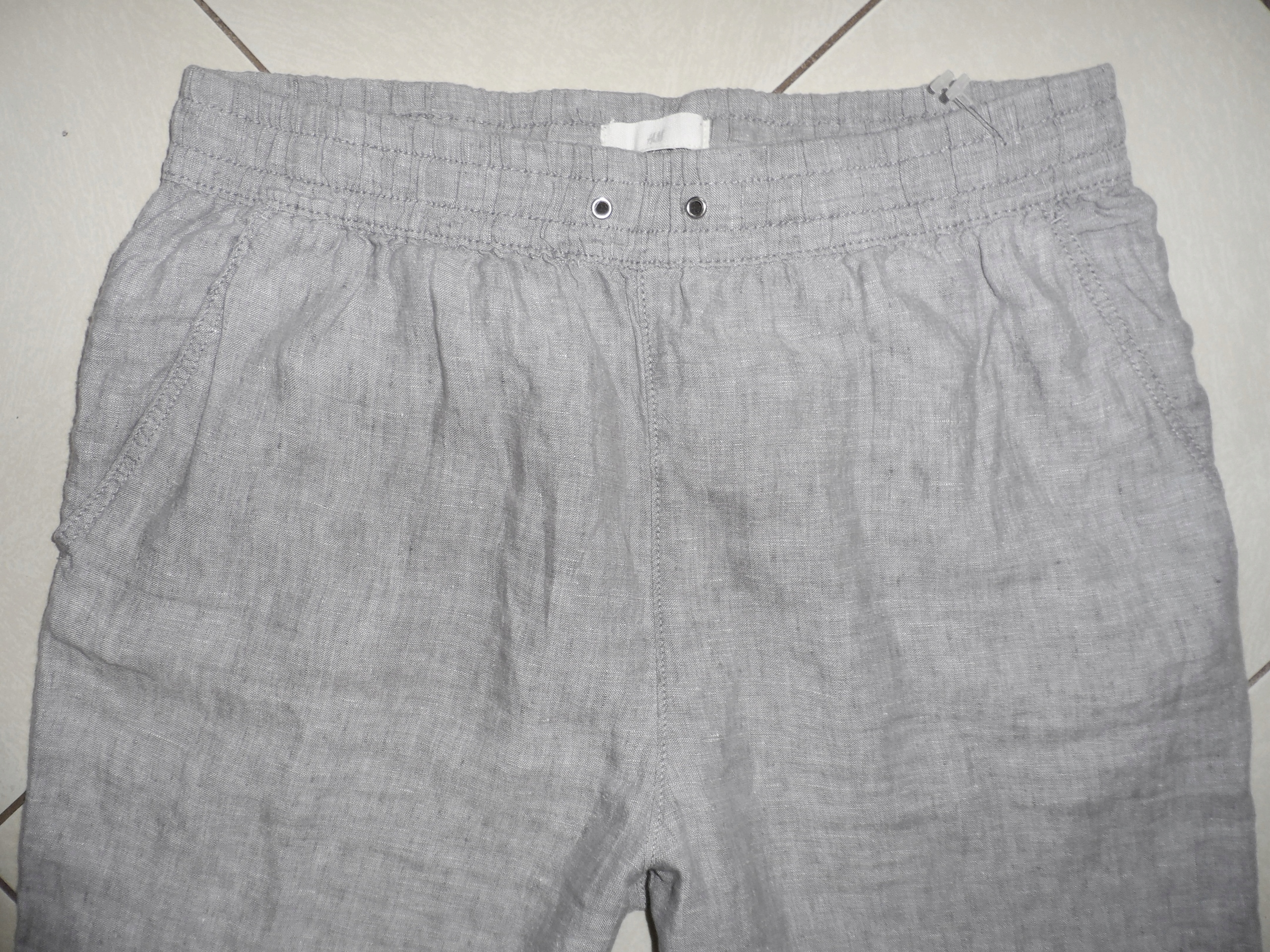 HM NOWE LEN SZARE LNIANE SPODNIE r XL 42 Rozmiar 42