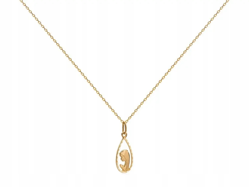 ZŁOTY ŁAŃCUSZEK Z MEDALIKIEM MATKA BOSKA 45CM 585 Materiał Złoto