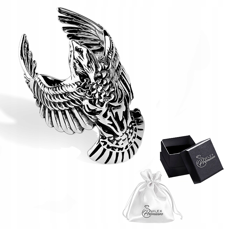 Pánský stříbrný signet ryzost 925 Oxidovaný prsten s orlem pro něj vel. 17