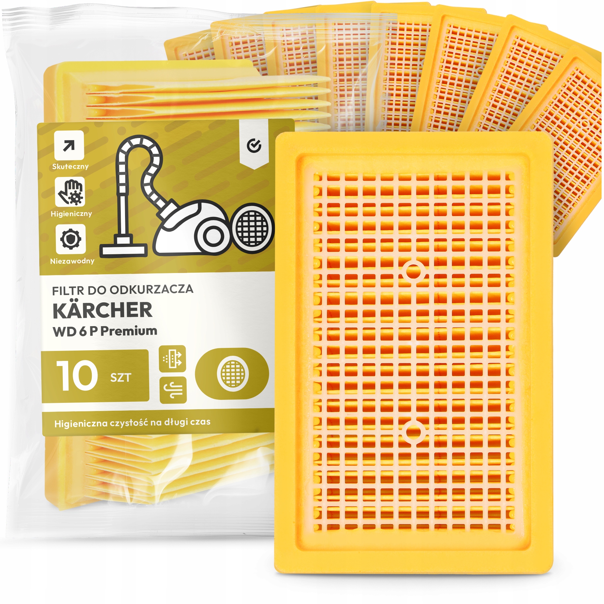 10 x Filtr Pro Vysavač Kärcher Wd 6 P Premium Vzduchový vstupní Filtr Em-w