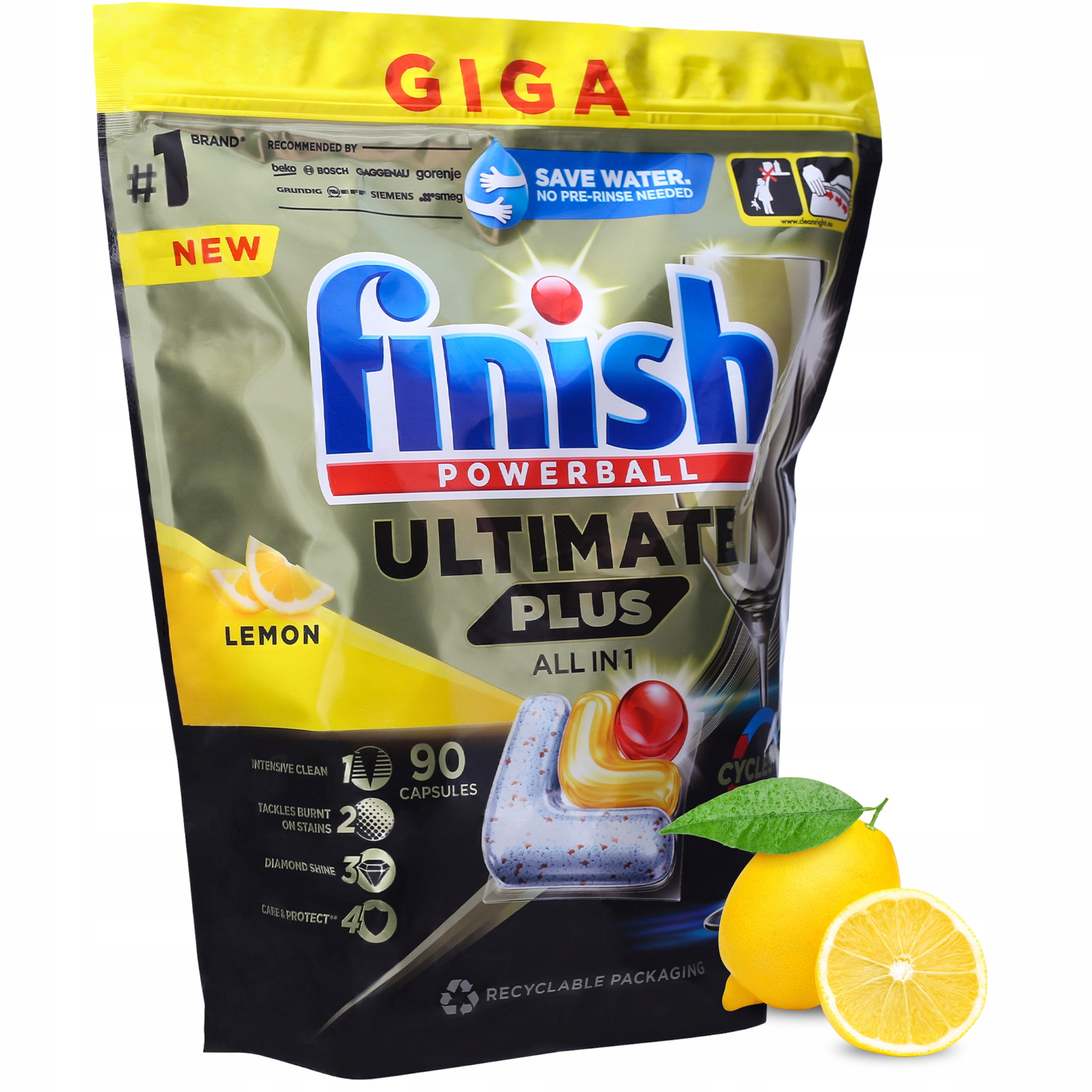 Levně Kapsle do myčky Finish Ultimate Plus citronové tablety 90 ks