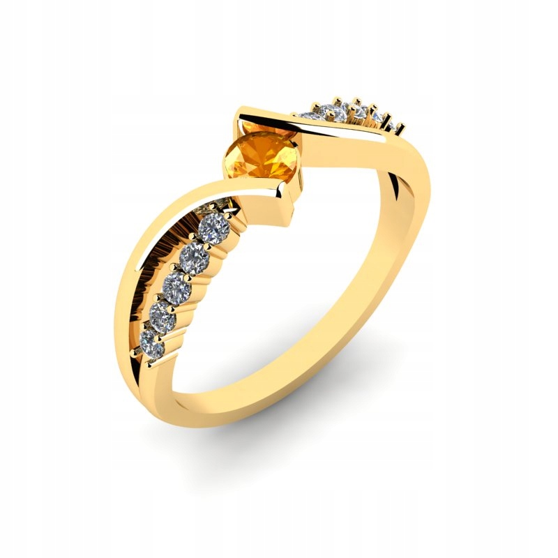 

Pierścionek Złoty Z Pomarańczową Cyrkonią 14KR