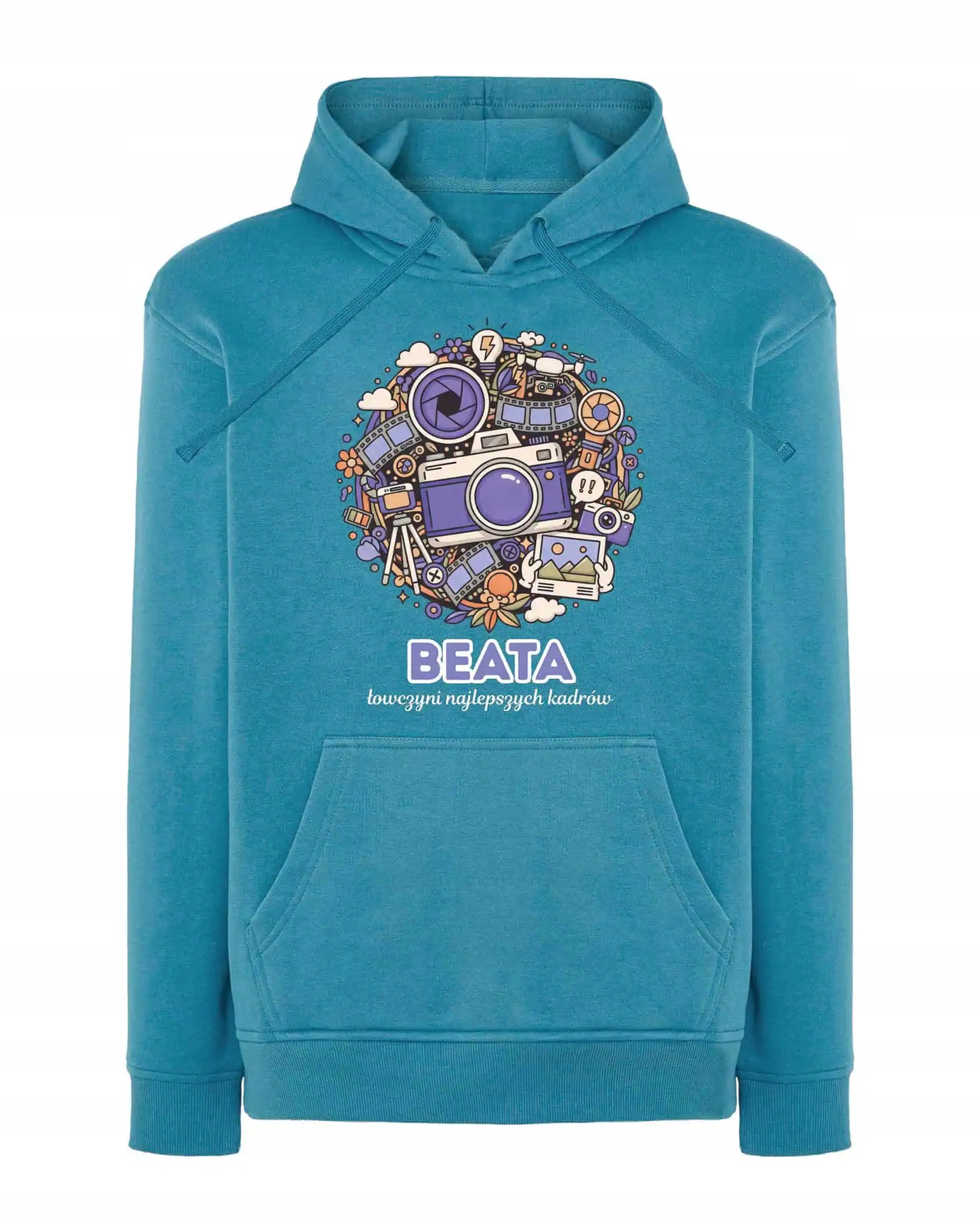 Mikina s kapucí Fotograf Personalizovaná Ilustrační Modrá XL