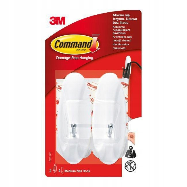 

3M Command Wieszaki Z Metalowym Uchwytem 2szt Wiel