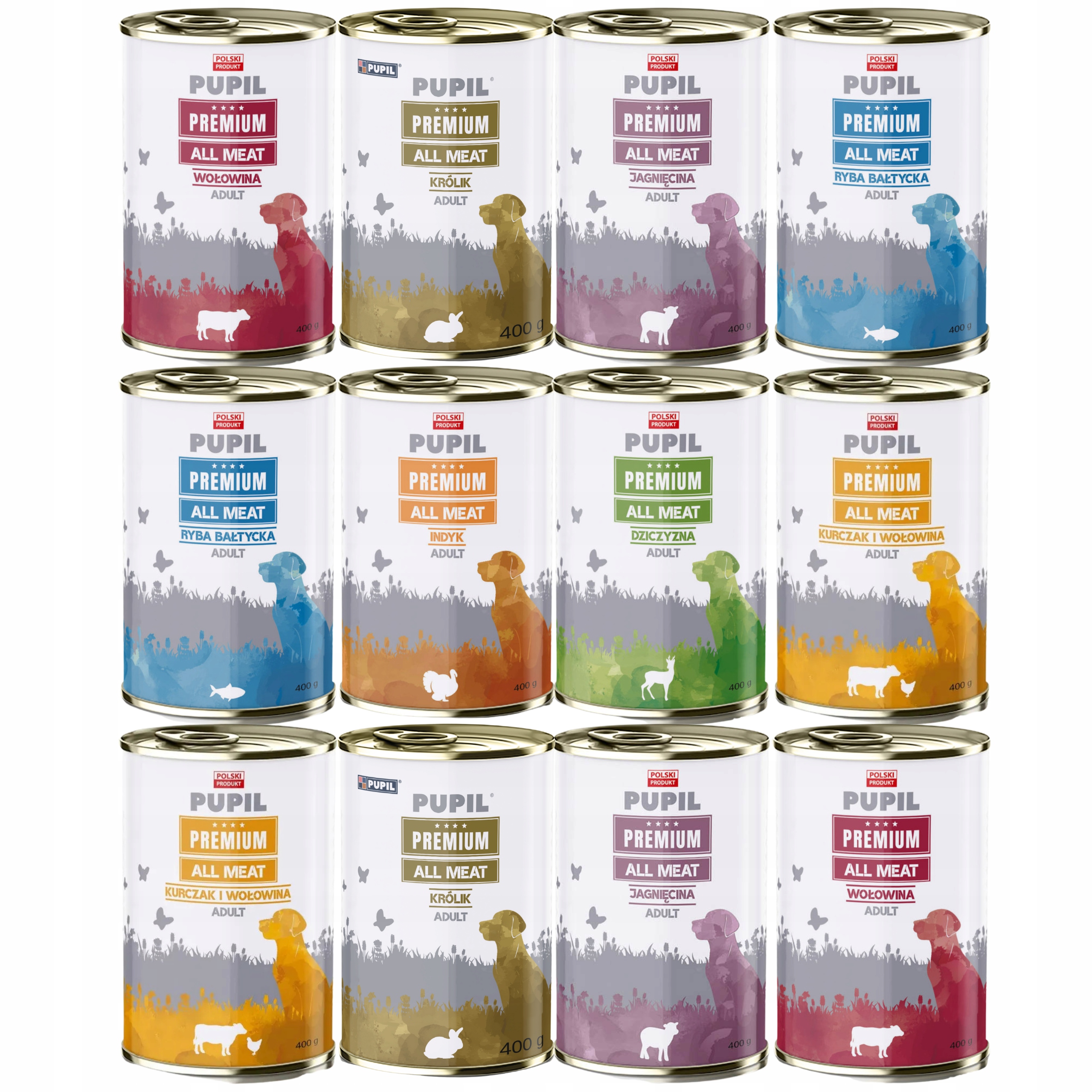 Levně Pupil Premium All Meat Krmivo mokré pro psa mix chutí 12 x 400 g