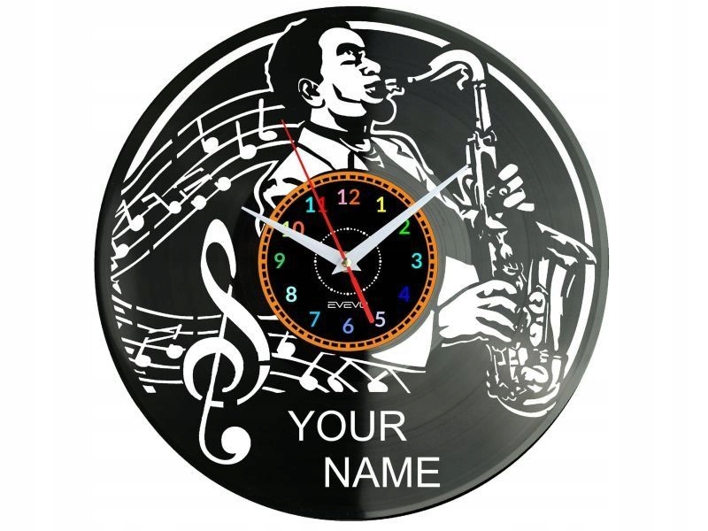 Jazz Vaše jméno Nástěnné hodiny Vinylová deska Moderní dekorativní