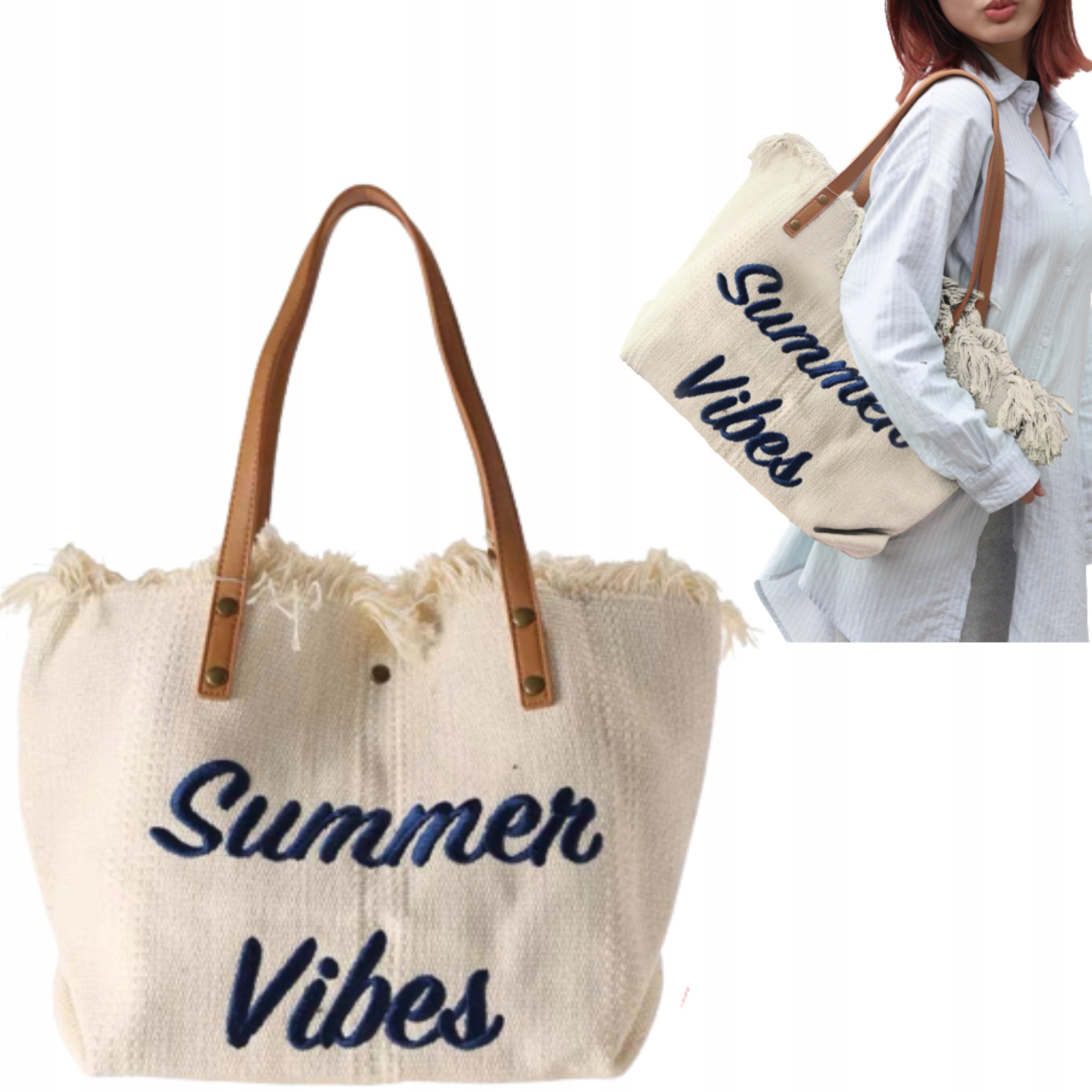 

Duża Damska Torba Zakupowa Plażowa Miejska Shopper