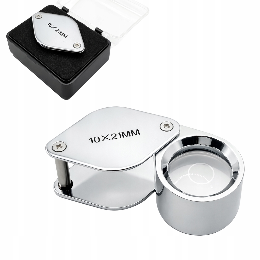 LUPA JUBILERSKA 10x PRZENOŚNA KOMPAKTOWA SKŁADANA 21mm