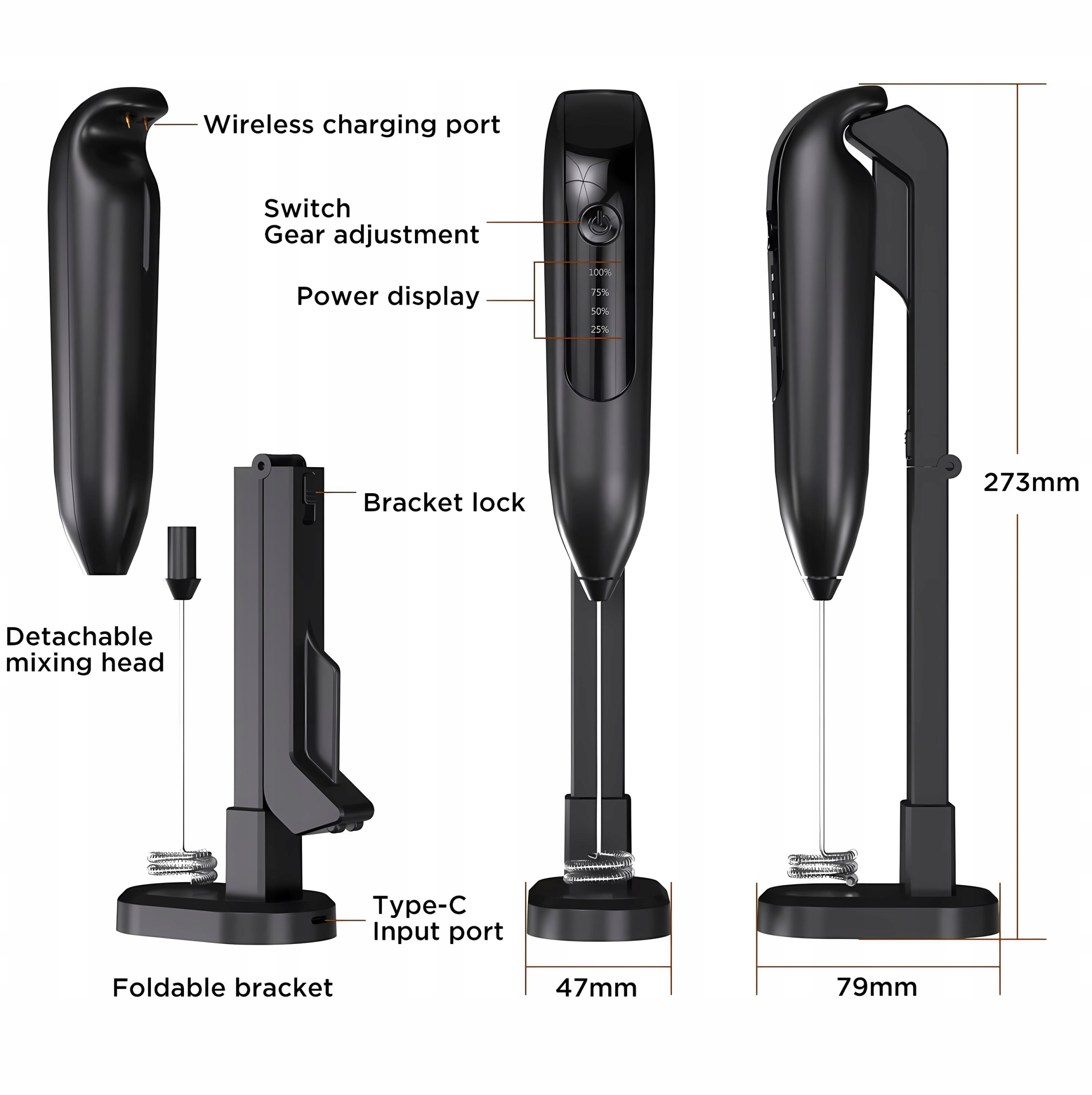 SPIENIACZ TRZEPACZKA DO MLEKA KAWY STAL NIERDZEWNA Z MOCNYM SILNIKIEM Rodzaj ręczny