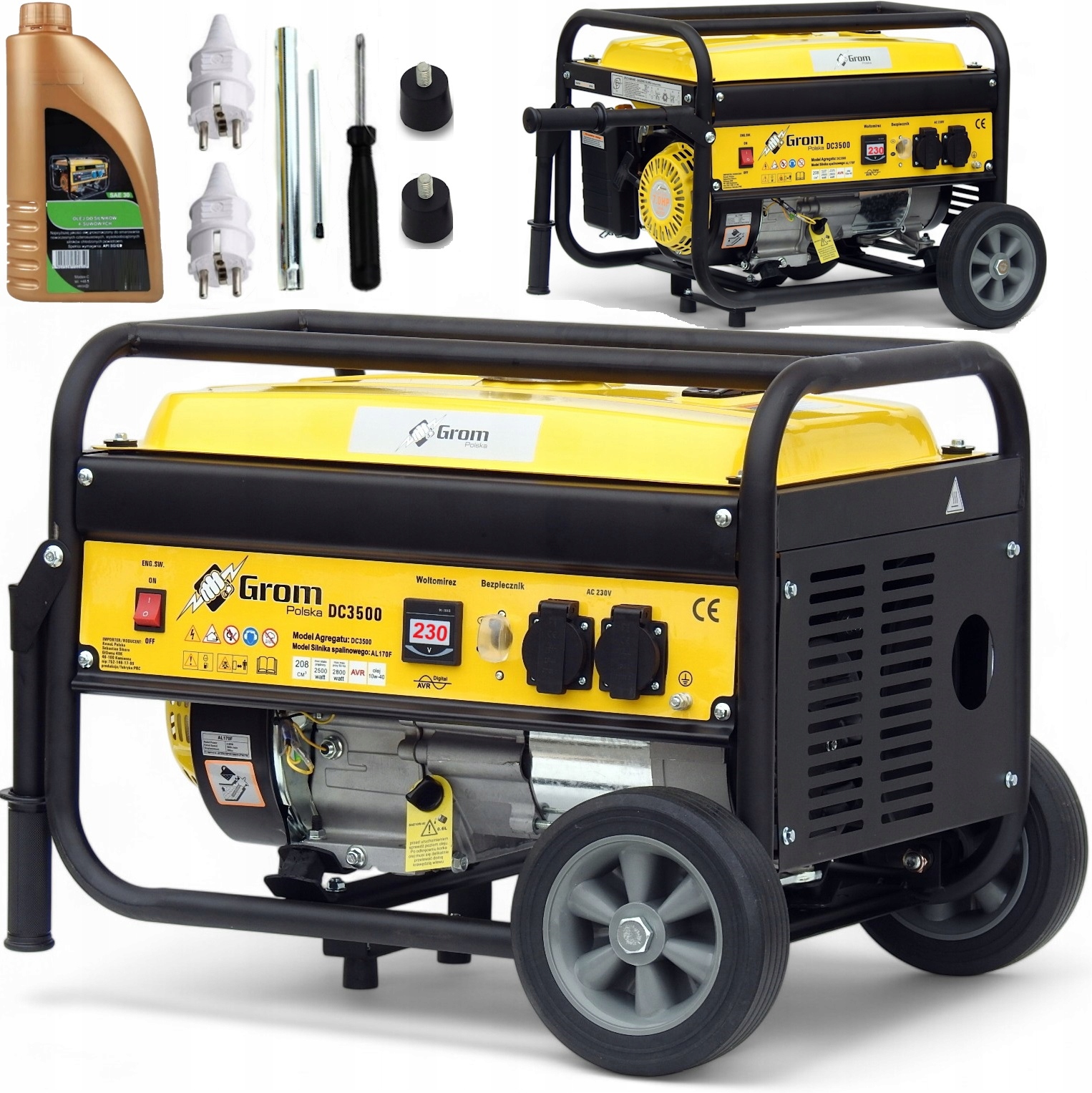 Agregat Prądotwórczy 5200W generator prądu Grom Polska Marka +koła, Avr+