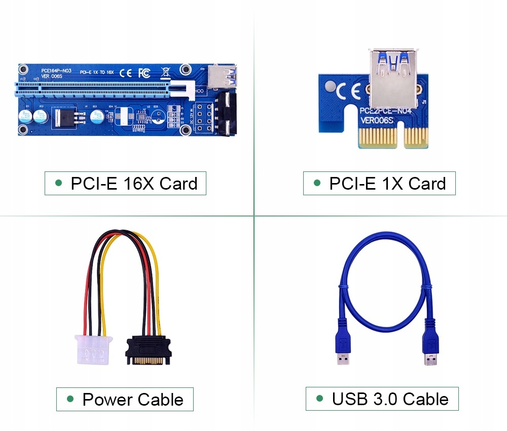 Zestaw Riser GOLD CHIPAL VER006S PCI-E USB 3.0 PCI-E MOLEX gruby przewód Rodzaj karty inny
