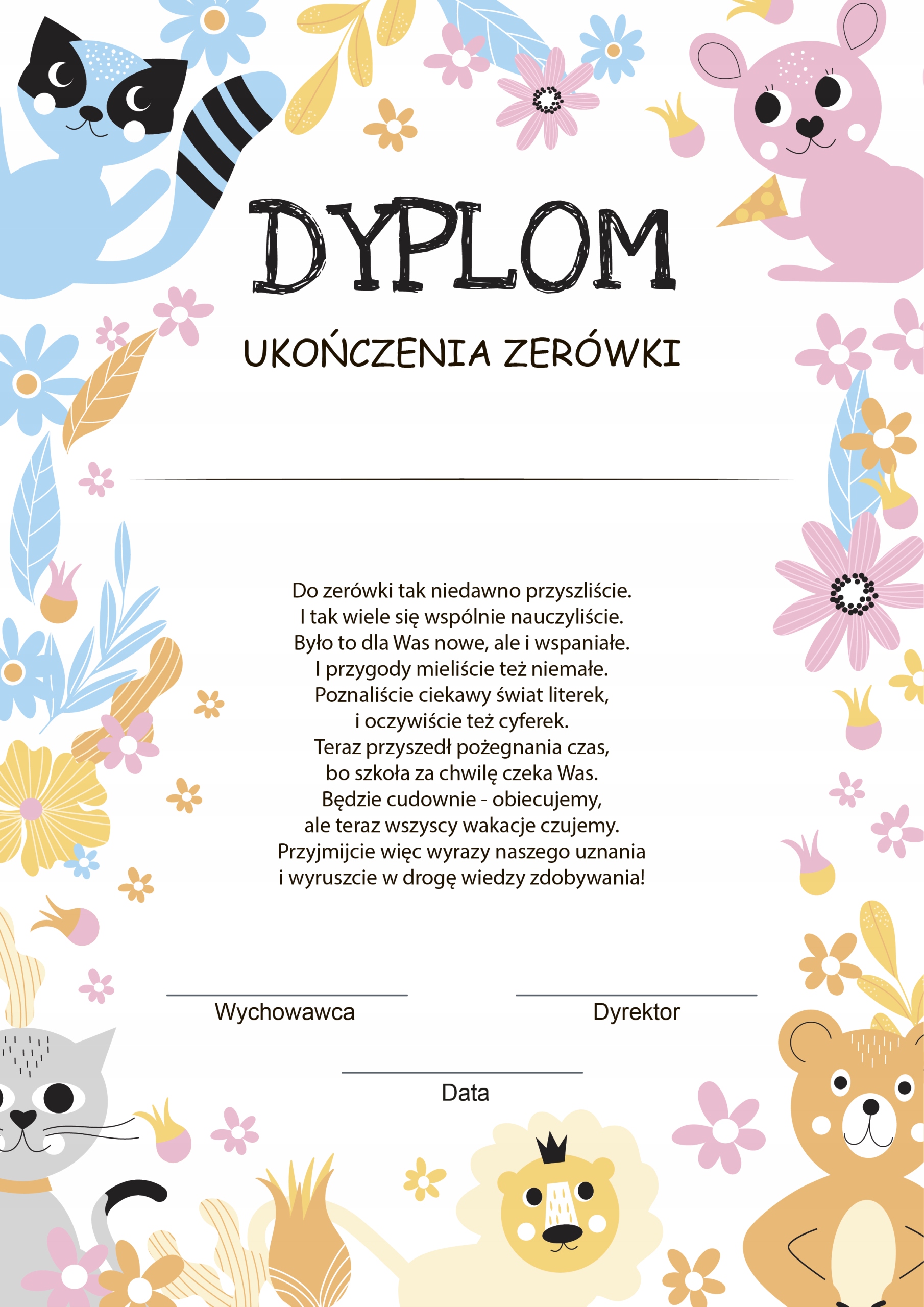 

Dyplom ukończenia Zerówki A4