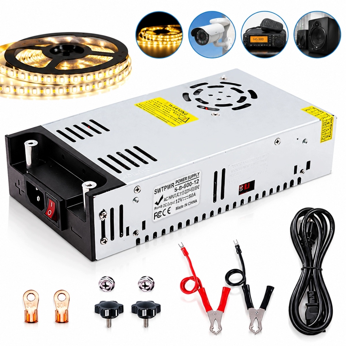Zasilacz 600W 12V 50A Do Taśm Led, Kamer Cctv, Radia Itp