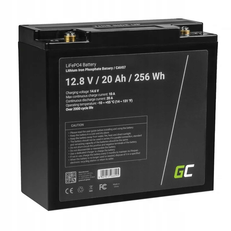 CAV07 Green Cell LiFePO4 Battery 12V 12.8V 20Ah pre fotovoltaické systémy