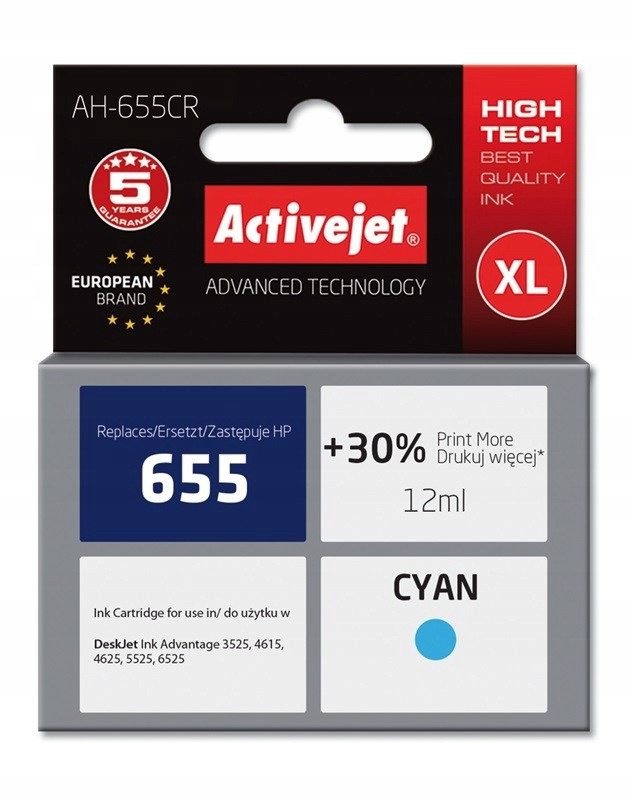 Activejet AH-655CR Tusz (zamiennik Hp 655 CZ110AE Premium 12 ml
