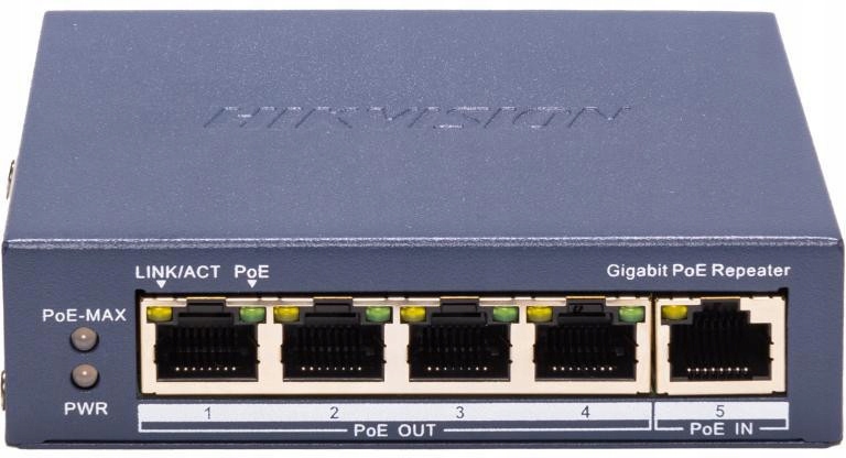 Hikvision DS-3E0505P-E/R Opakovač Poe Gigabitový 5-PORTOVÝ 60W Kamera