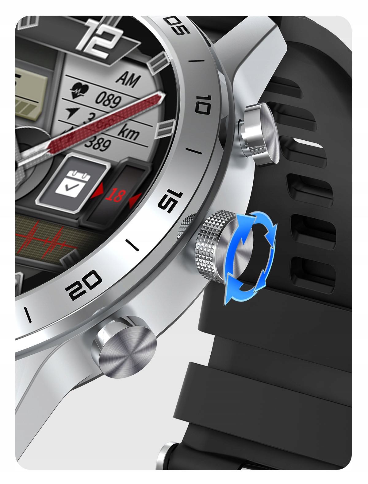 ZEGAREK SMARTWATCH SHD CIŚNIENIOMIERZ EKG PULSOMETR ROZMOWY 2PASKI J.POLSKI Typ naręczny