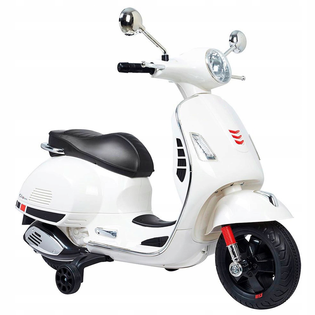 PODWÓJNIE AKUMULATOR VESPA SILNIK DLA DZIECI DŹWIĘK ŚWIATŁO SKUTER 6KM/H