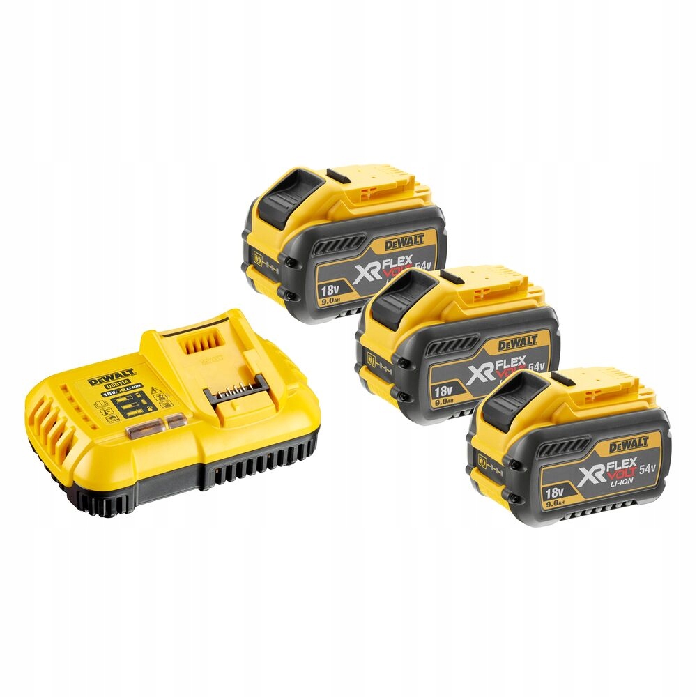 sada 3 akumulátorů 54V Li-Ion 9,0Ah nabíječka DeWALT DCB118X3-QW