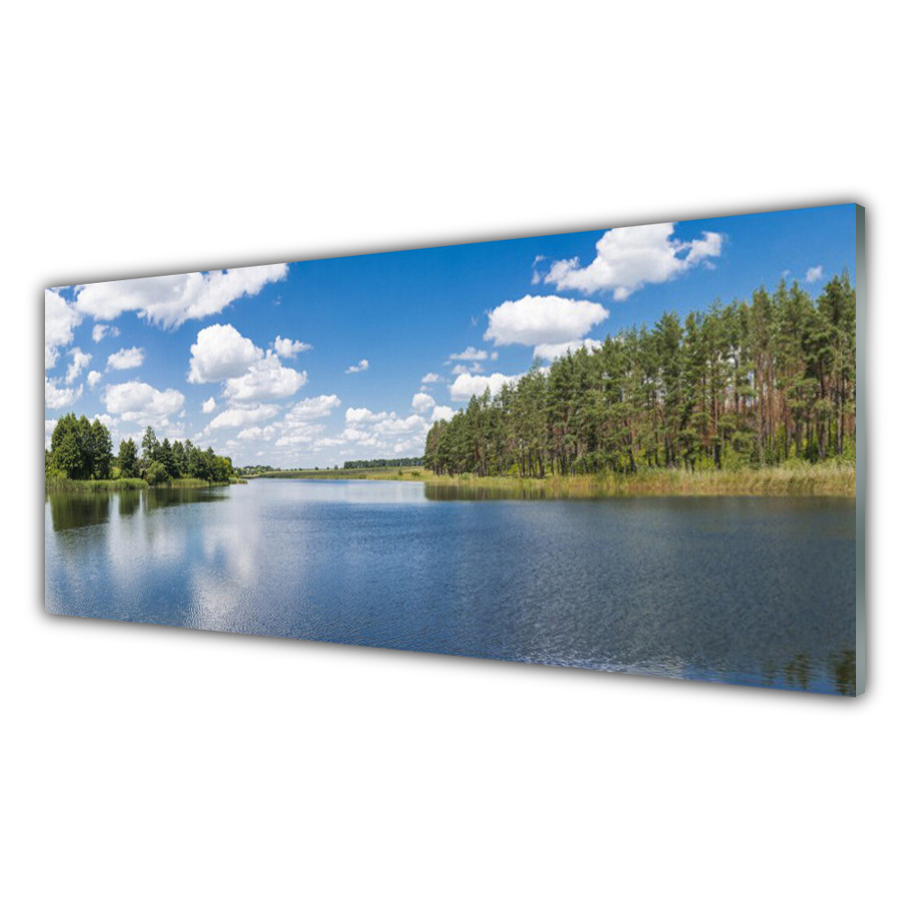 

Fotoobraz z nadrukiem 125x50 Jezioro Las Krajobraz