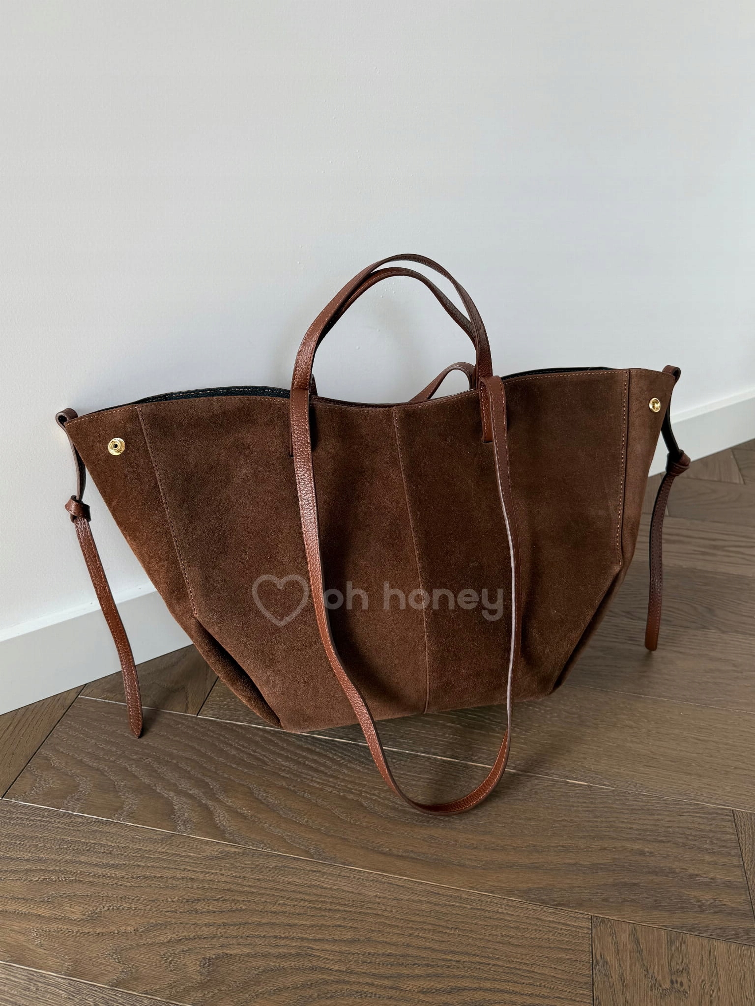 Taška z přírodní kůže velká semišová hnědá Milena