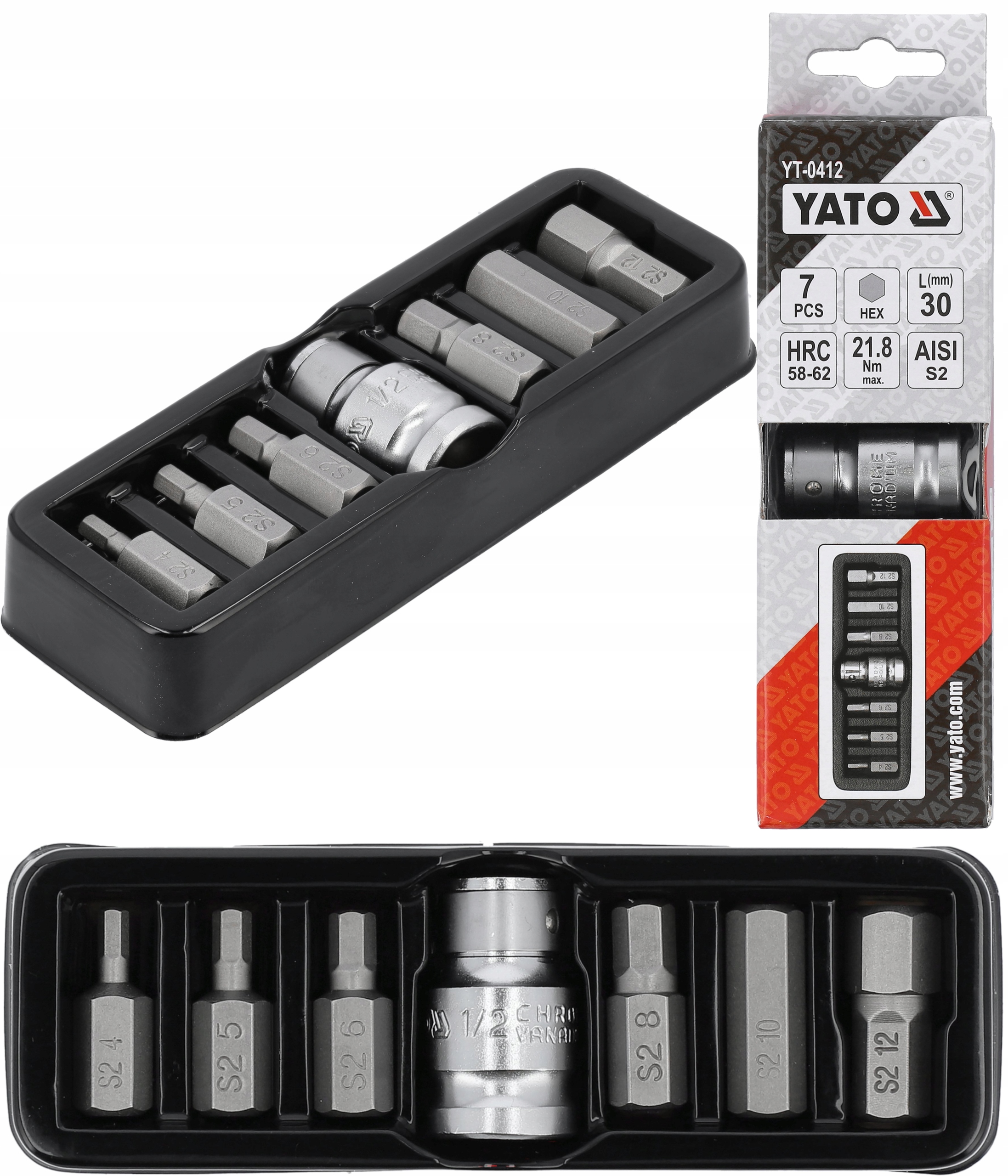 

Yato Końcówki Wkrętakowe Bity Hex 4-12MM 7 Sztuk
