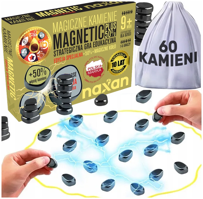 Gra Magnetyczne Kamienie 60X Strategiczna Edukacyjna Gra Planszowa 60 Szt
