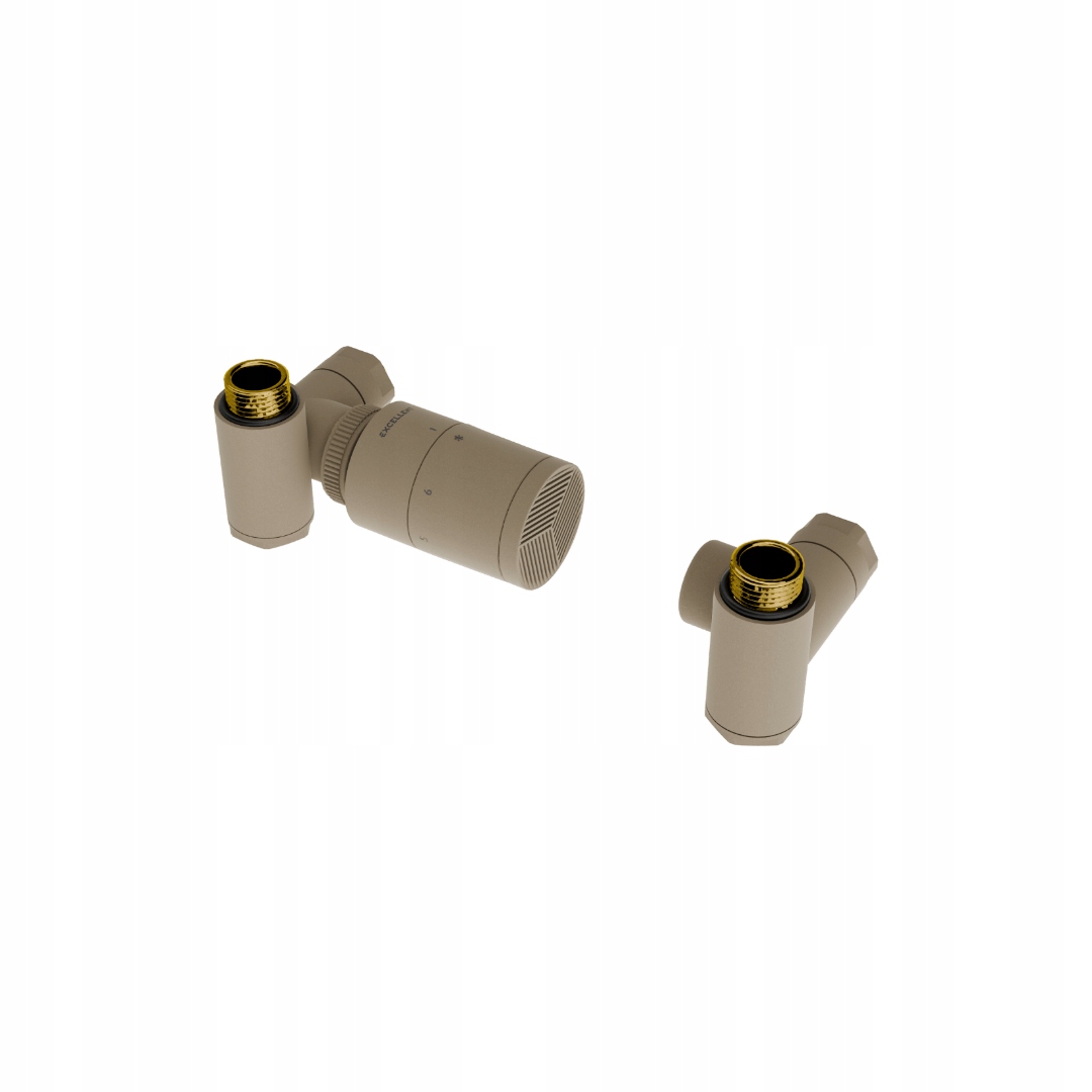 Tříosý termostatický set Caldo s hlavicí, cappuccino, levý