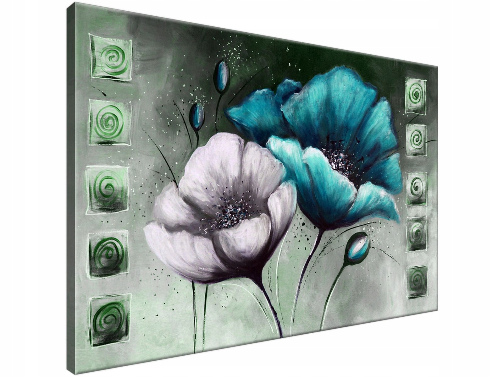 

Obraz drukowany Malowane maki w turkusie 90x60 szy