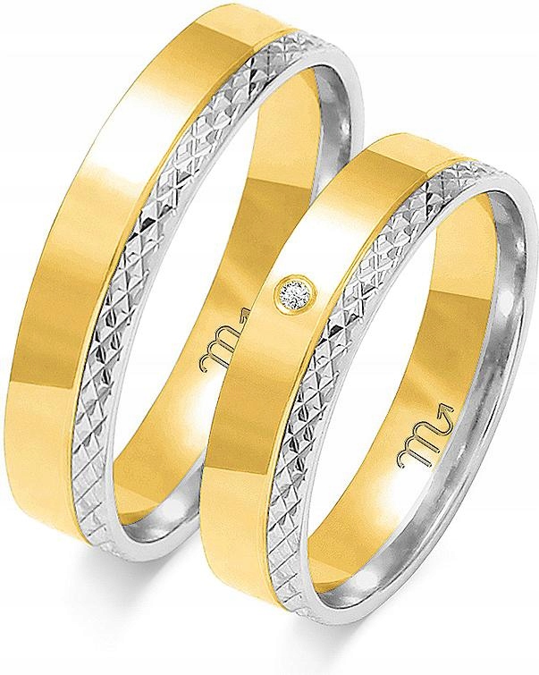 Bílý zlatý snubní prsten s gravírováním 14K 585 vel. 14 15 16, dámská kolekce