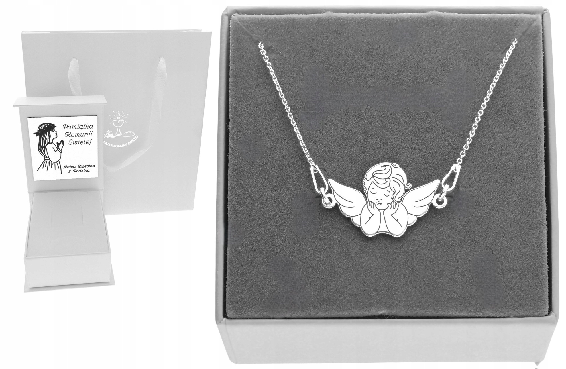 Stříbrný náhrdelník Anděl andílek Svaté Přijímání Svatá křest Gravírování Stříbro 925
