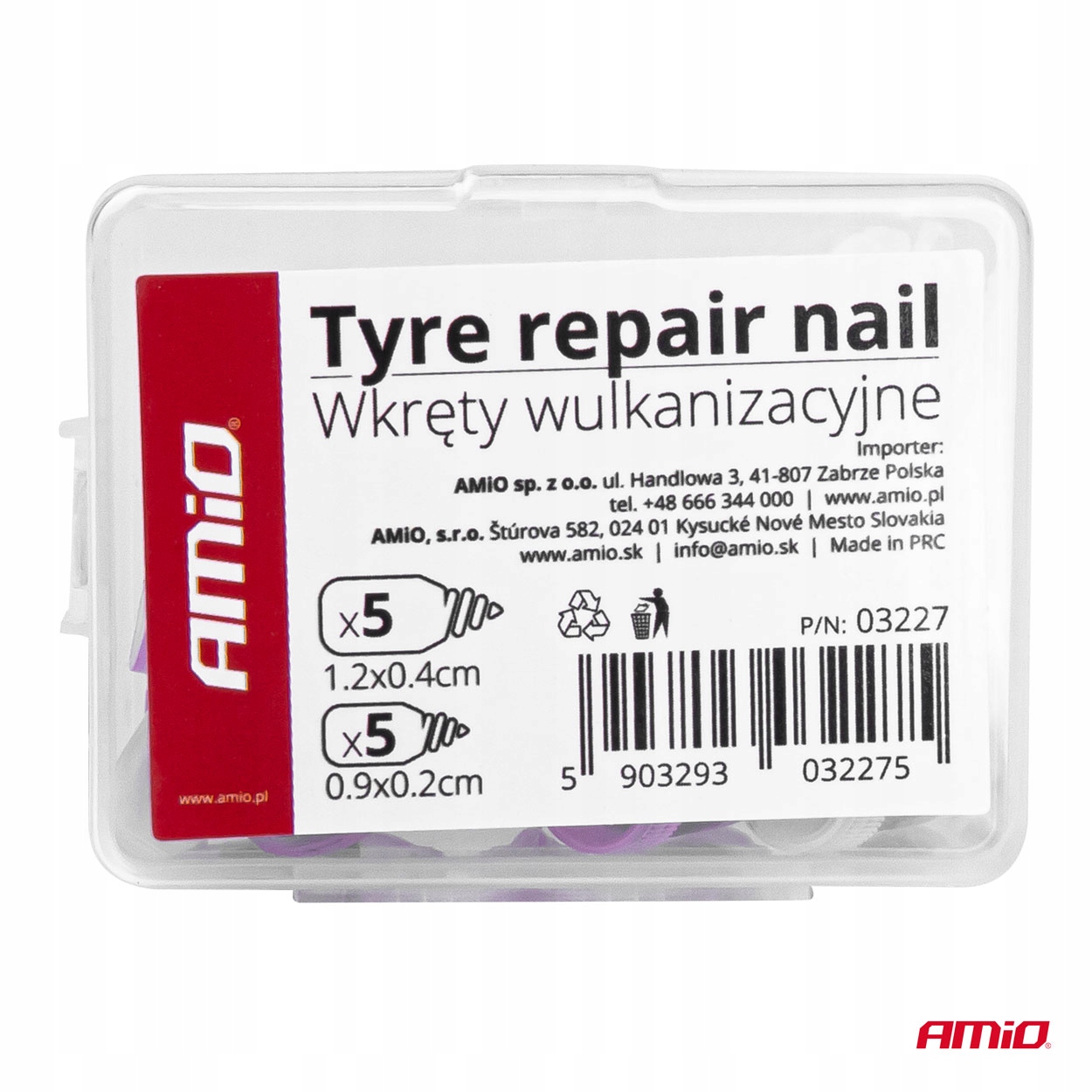 Wkręty wulkanizacyjne zestaw naprawczy do opon AMIO-03227 Kod producenta 03227