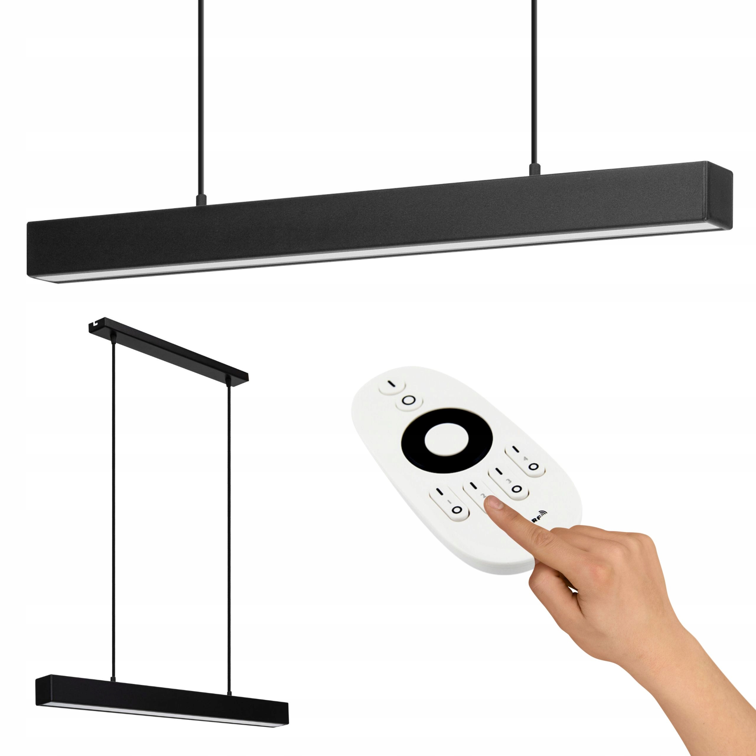 Lampa wisząca Led nowoczesna Z Pilotem liniowa loft belka 80cm Czarna