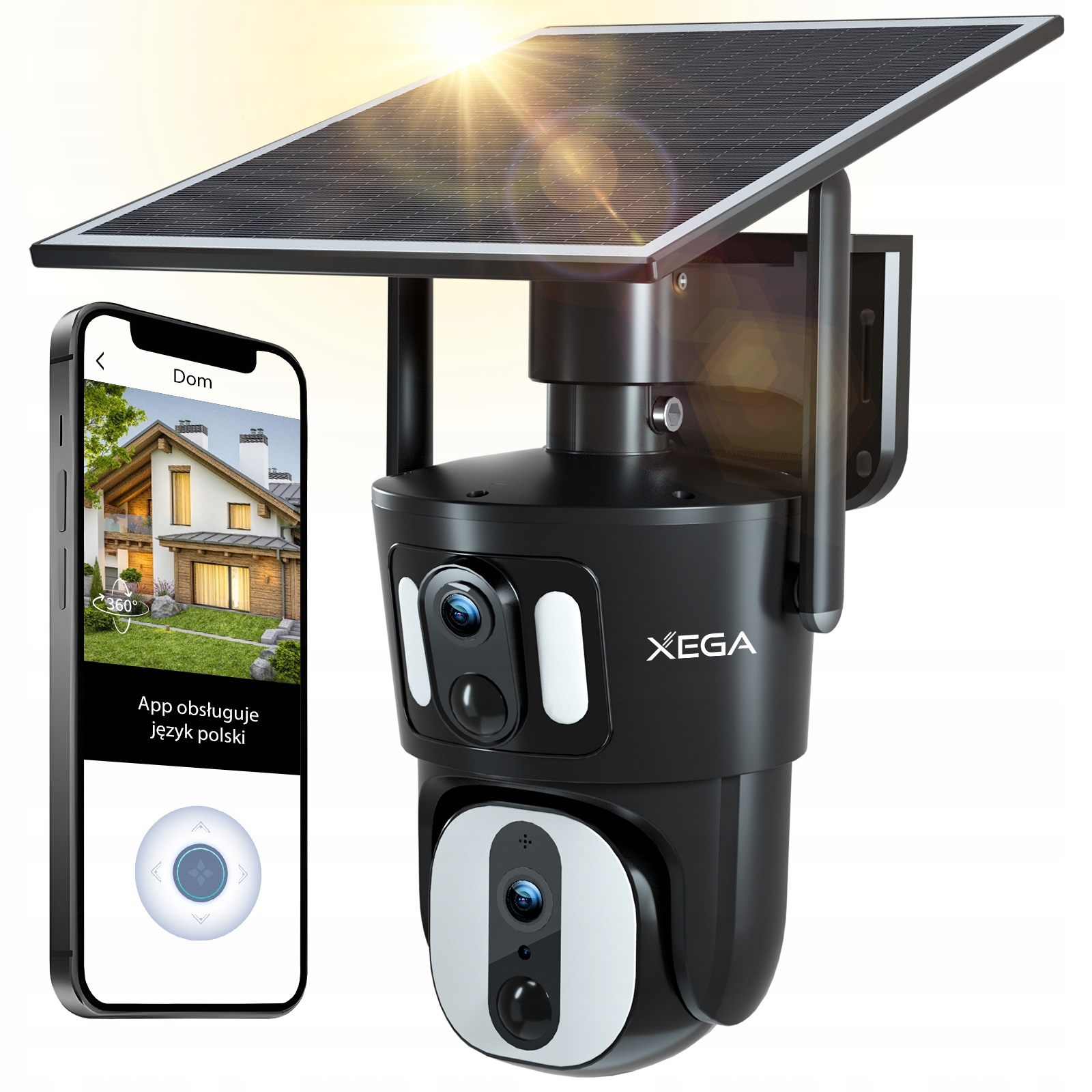 KAMERA SOLARNA PODWÓJNA ZEWNĘTRZNA NA KARTĘ SIM 4G LTE GSM 4MP 15600mAh 2W1