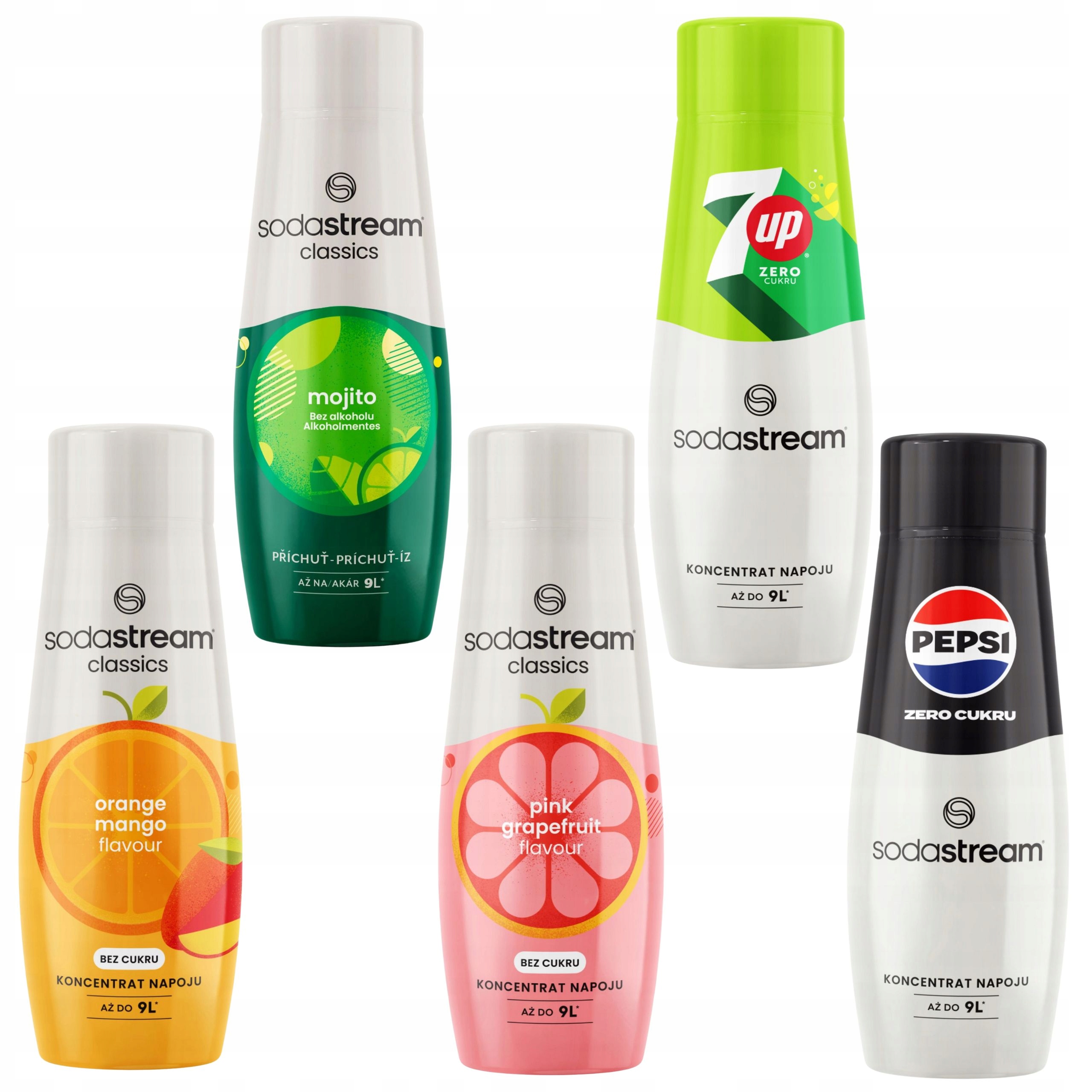 Sodastream Orange-Mango Mojito Grapefruit 7Up Zero Pepsi Zero sirupy