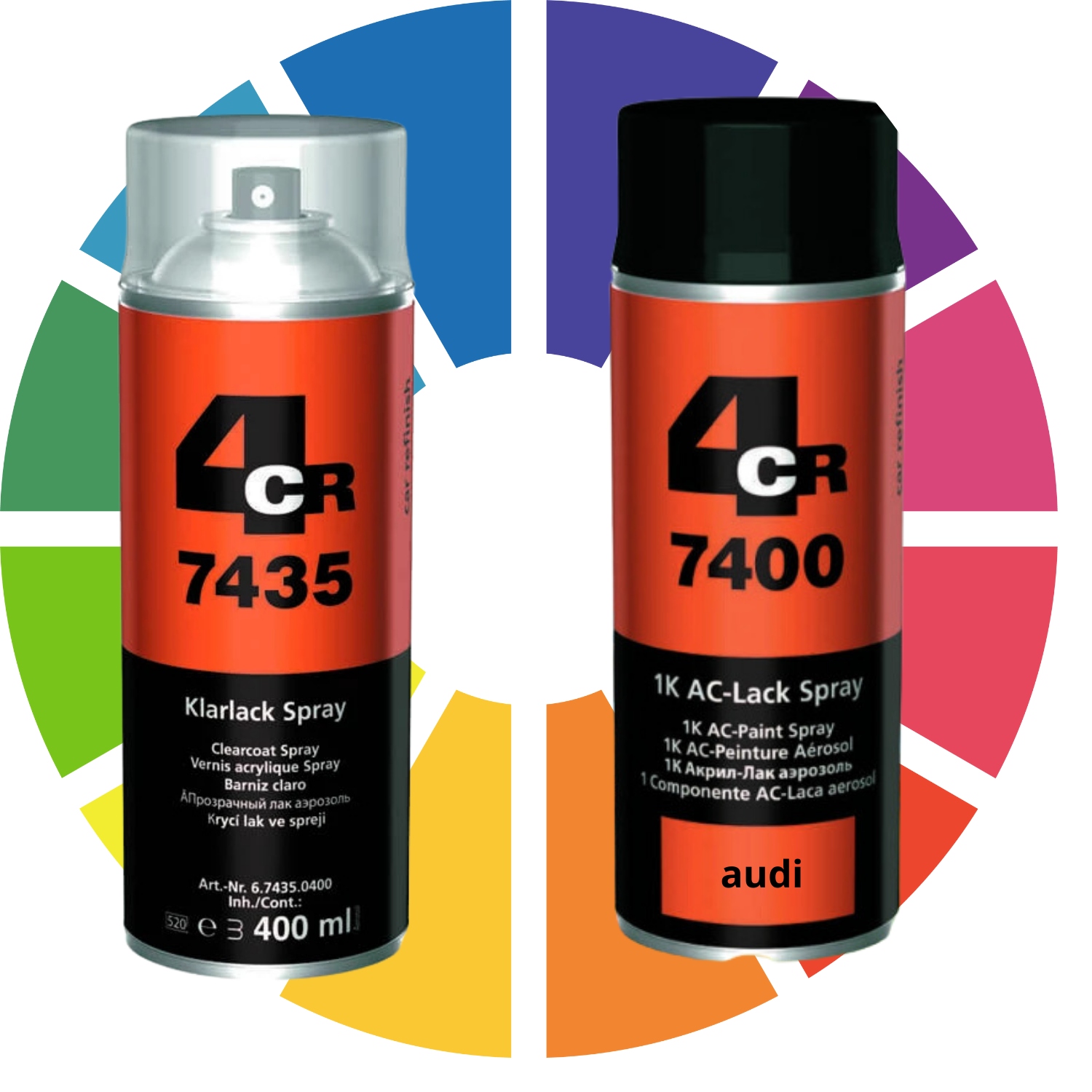 Lakier Samochodowy w Sprayu Bezbarwny Połysk Każdy Kolor 4CR 2x 400 ml