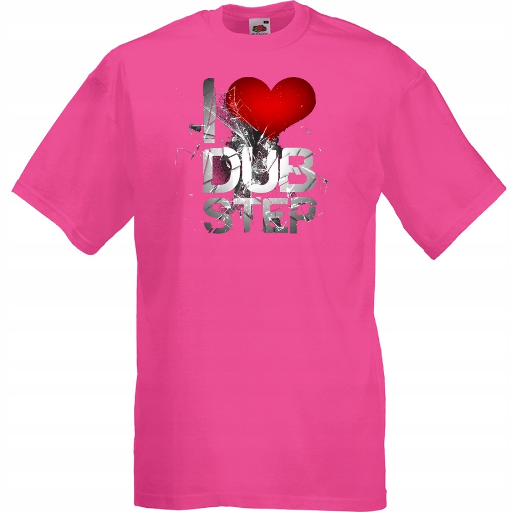 

Koszulka z nadrukiem i love dubstep L fuksja