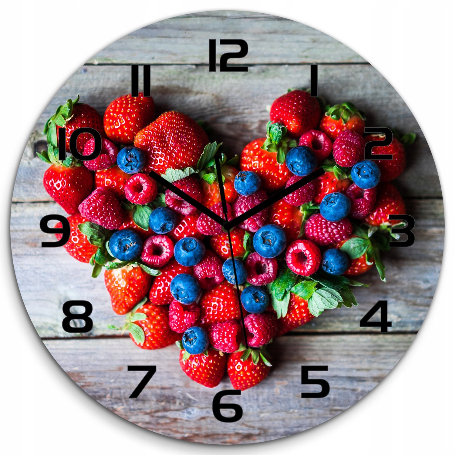 

Zegar ścienny ze szkła, duży Serce z owoców fi 60