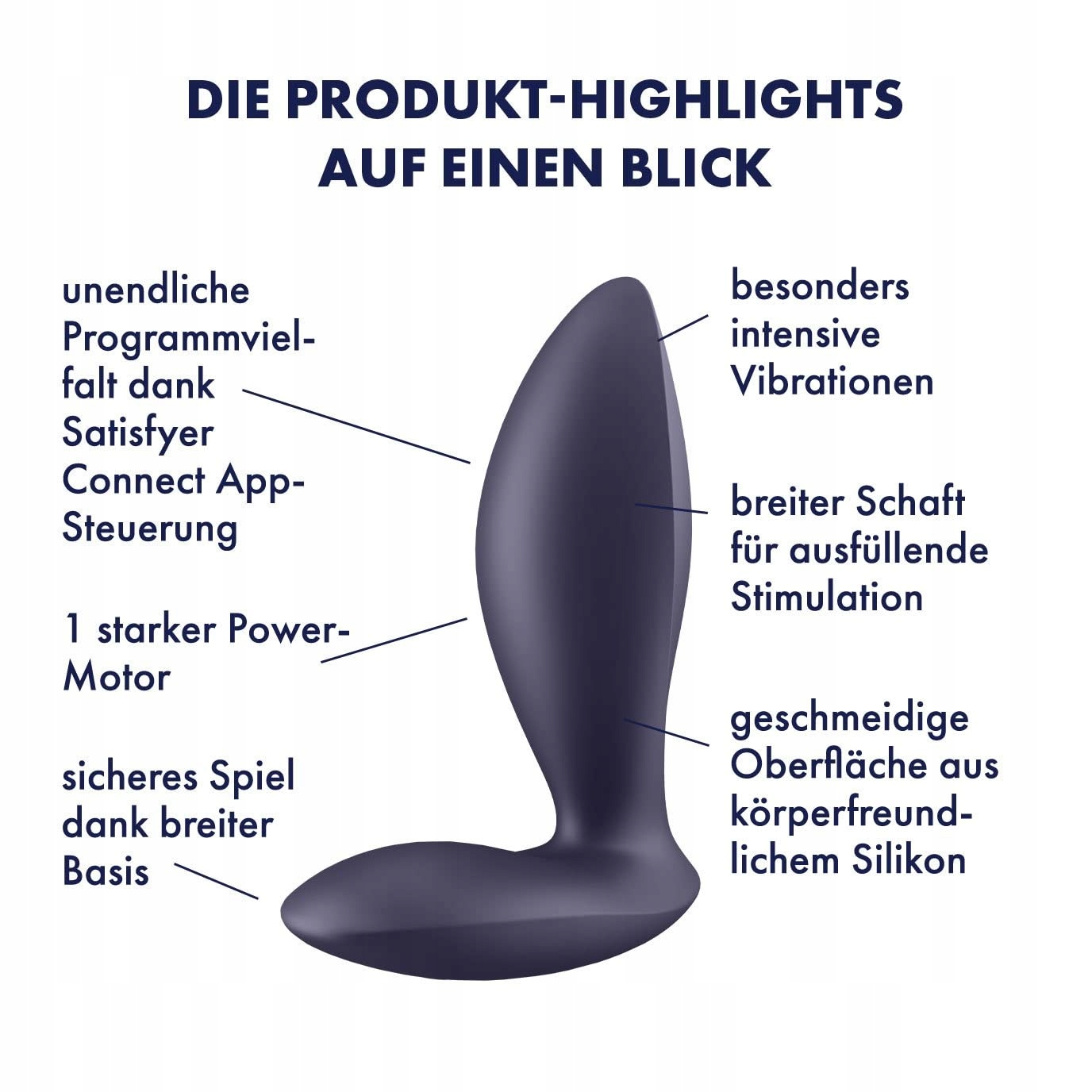 SATISFYER Wibrator Analny Silikonowy Z Aplikacją Wodoodporny IPX7 — miniatura 5