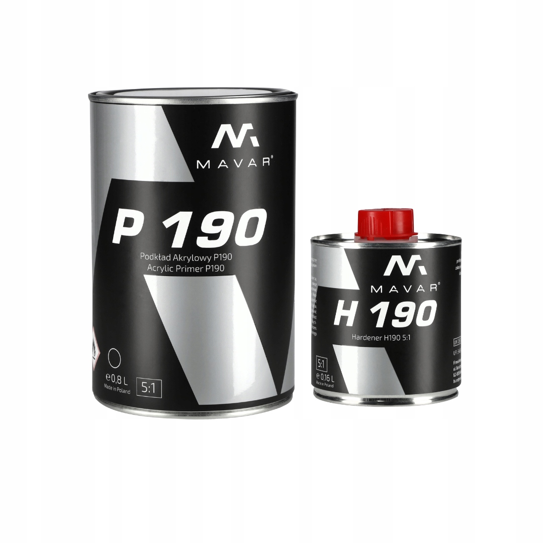 Podkład Akrylowy Wypełniający Mavar P190 0,8L Utw 0,16L Czarny