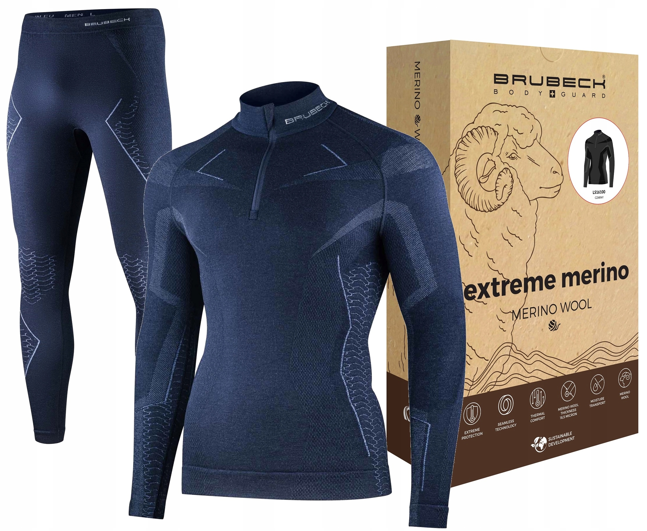 Wełniana bielizna termiczna Turystyczna Brubeck Merino Men do -30°C 2XL