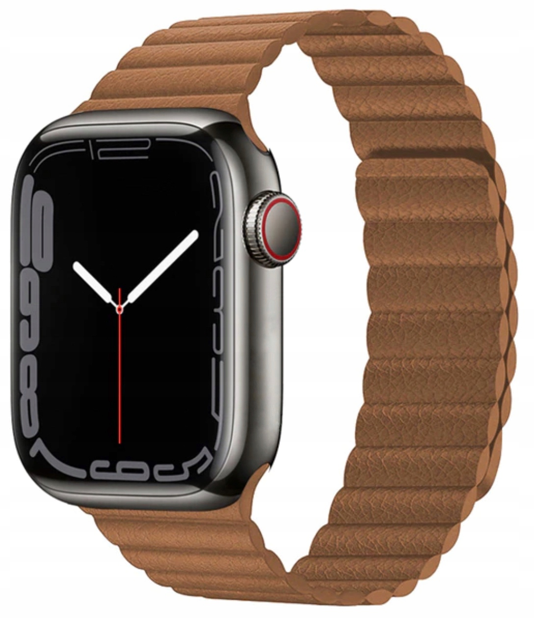 PASEK SKÓRZANY HERMS MAGNETYCZNY OPASKA DO APPLE WATCH 42 44 45 49 MM BRĄZ