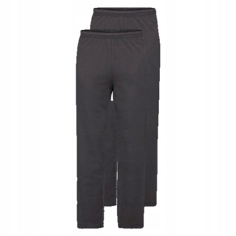 2x Pánské lehké tepláky Fruit of the Loom s otevřenými nohavicemi, černé, velikost L