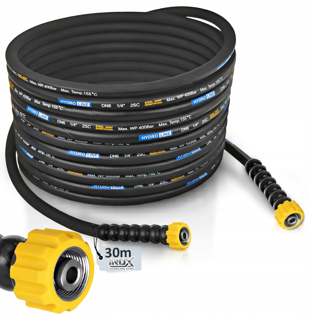 Hadice 30 m pro myčku Karcher Hd Hds Kranzle M22 DN6 Max 400 Bar 155°C Závit Inox
