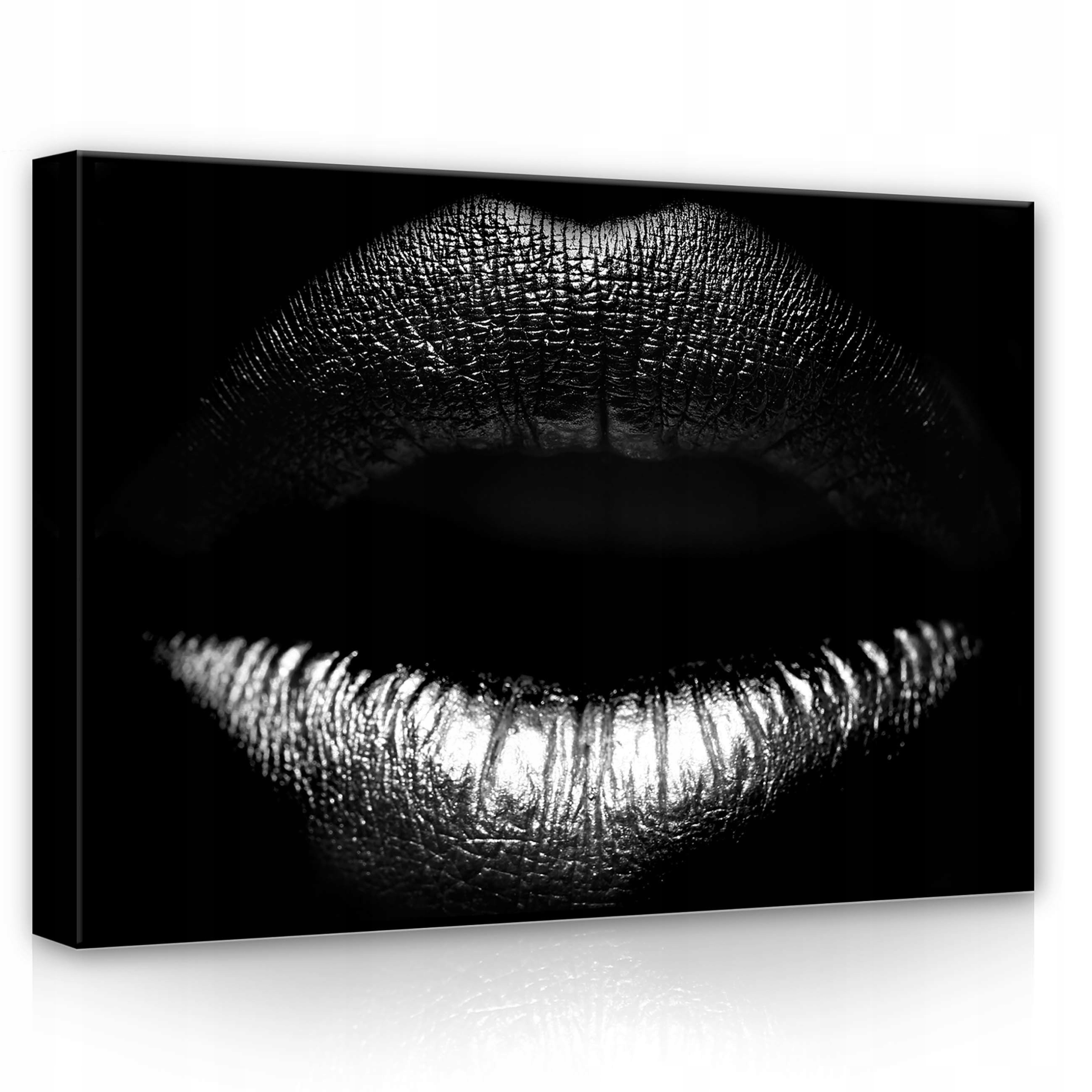 Obraz 70x50 Černé stříbrné rty lesk metalíza textura smyslnost glamour
