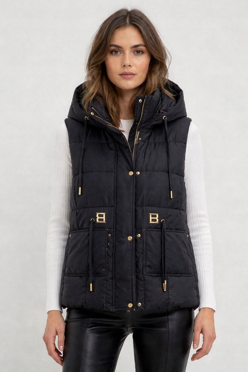 Krátký Vesta Kapuce B8600/B6106 Černá XXL (44)