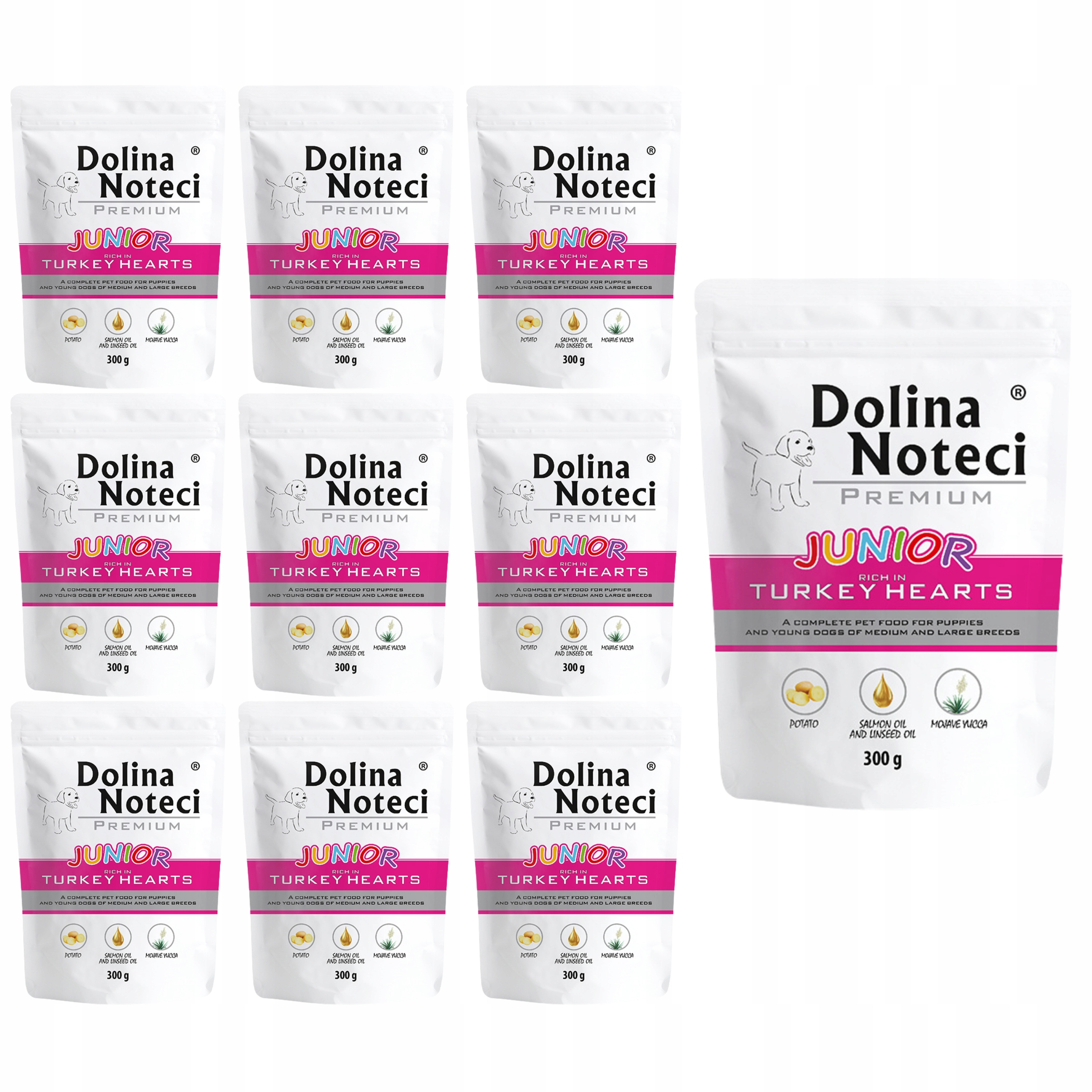 Dolina Noteci Junior krmivo pro psy a krůtí srdce 10 x 300 g