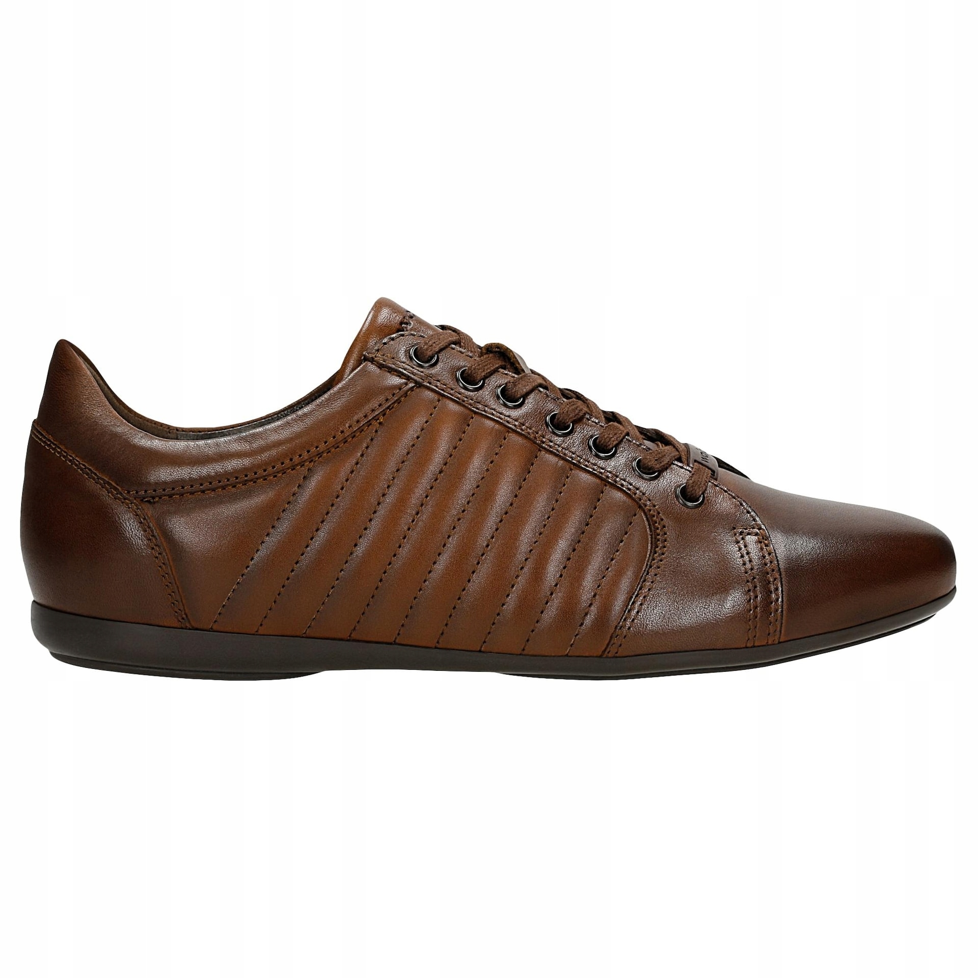 Hnědé kožené pánské tenisky s prošíváním, velikost vel.