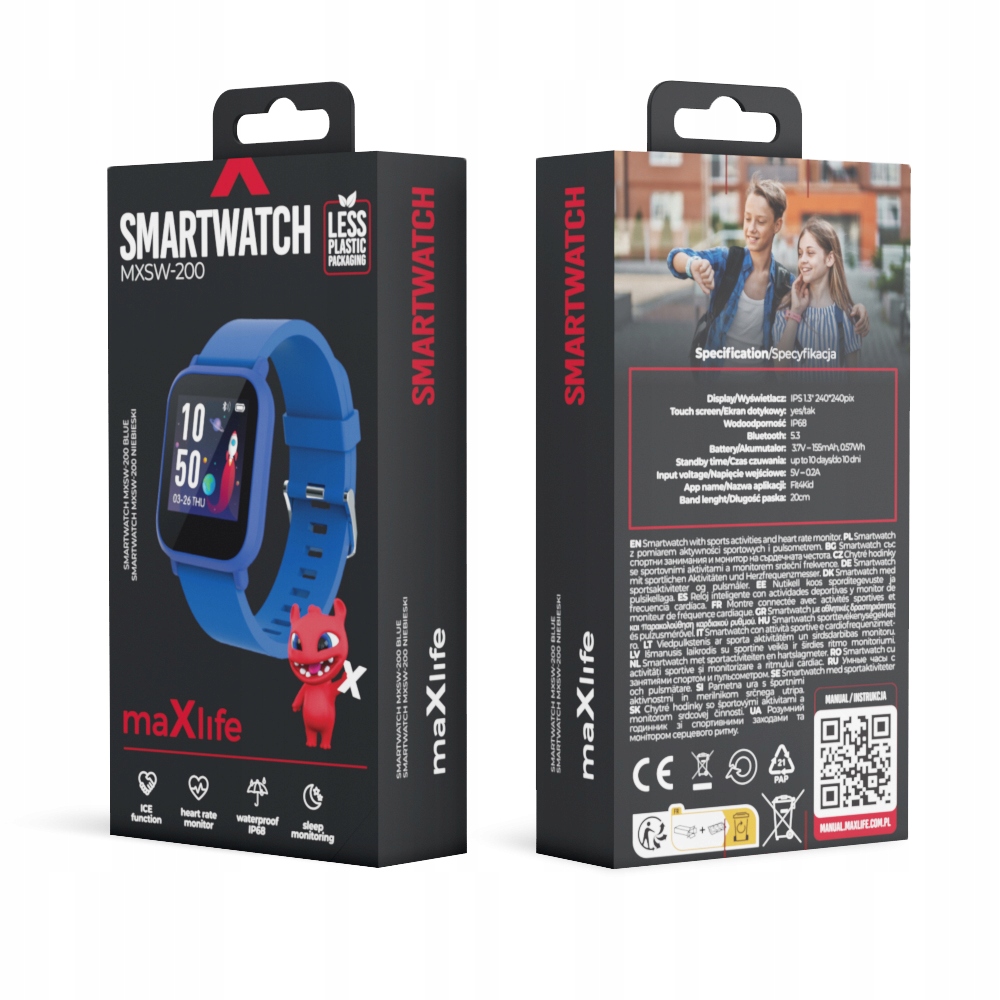 Smartwatch dla dzieci Zegarek dla dzieci Maxlife MXSW-200 niebieski
