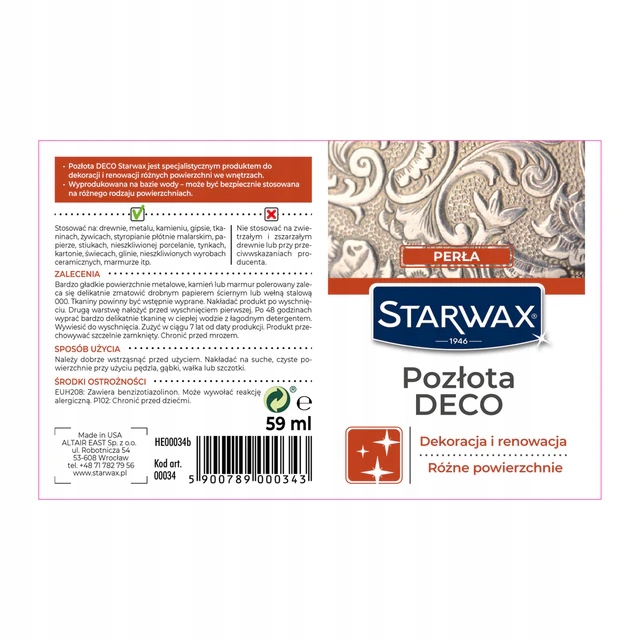 STARWAX POZŁOTA DECO PERŁA 59 ML Marka Starwax